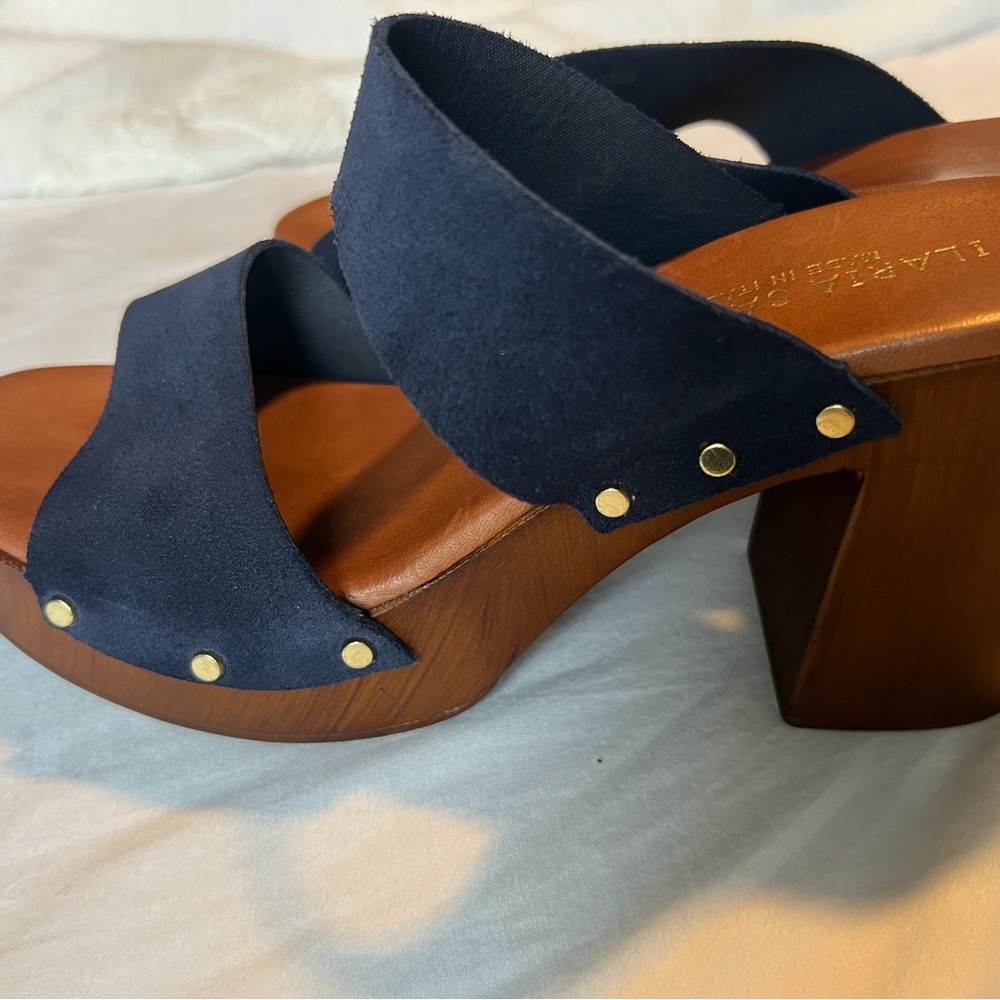 Ilaria Sartori Made in Italy blue suede platform sandals wooden 🩵 - Picture 3 of 5